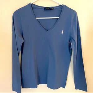 Polo Ralph Lauren v-neck long sleeve top blue